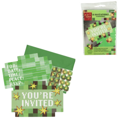 Amscan uitnodigingskaarten met envelop tnt minecraft 15 cm 8 stuks | 36 stuks