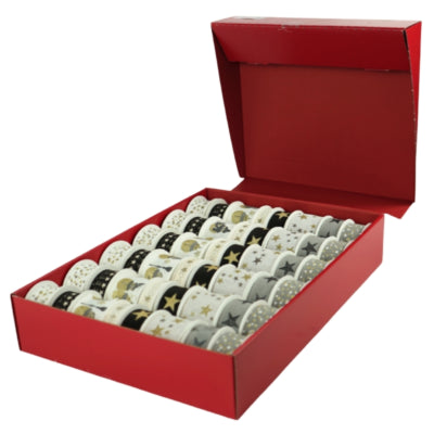 Horn cadeaulint zwart wit goudkleurig display 48 stuks | 2 stuks