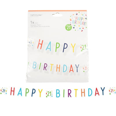 Amscan letterslinger happy birthday 21 jaar confetti 180 cm | 40 stuks