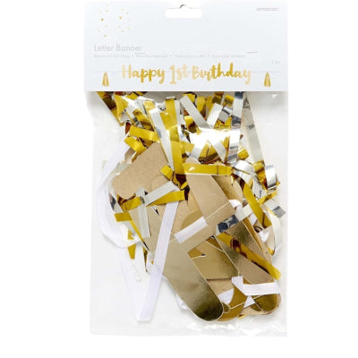 Amscan letterslinger happy 1st birthday goudkleurig 1,8 m | 24 stuks