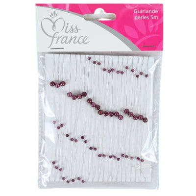 Miss france parelslinger donkerroze 5 meter | 48 stuks