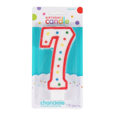 Amscan taartkaars cijfer 7 wit 13 cm | 24 stuks