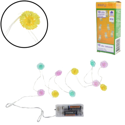 Lichtketting bloemen gekleurd led op batterij 120 cm | 25 stuks