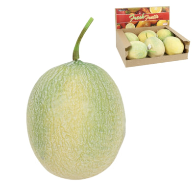 Decoratie fruit meloen geel groen 15 cm | 6 stuks