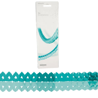 Amscan slinger mini papier aqua 200 cm set van 2 | 20 stuks