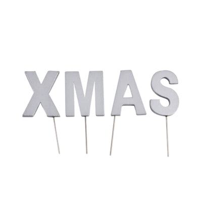 Abi decoratie kerst letterstekers xmas zilverkleurig 5 cm | 24 stuks
