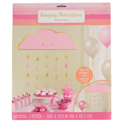 Amscan deurgordijn babyshower roze goudkleurig 193 cm | 12 stuks