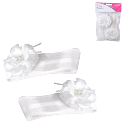 Decoratie strik bloem tule wit 2 stuks | 24 stuks