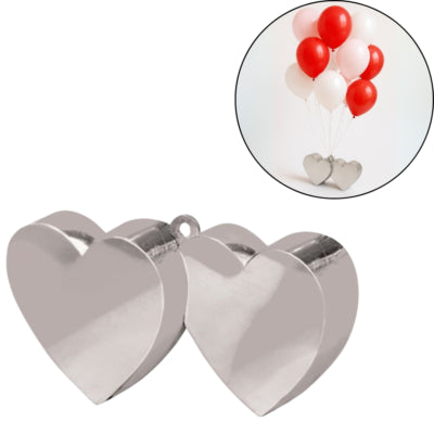 Amscan ballongewicht hartjes zilverkleurig 12 cm | 24 stuks
