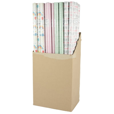 Cadeaupapier happy birthday 200 x 70 cm 4 assorti | 60 stuks