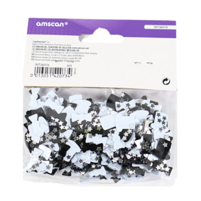 Amscan confetti hoeden en strikjes metallic zwart wit 14 g | 48 stuks
