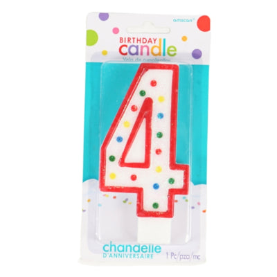 Amscan taartkaars cijfer 4 wit 13 cm | 24 stuks