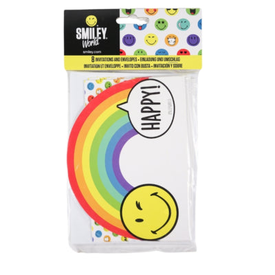 Amscan uitnodigingskaarten met envelop smiley 16 cm 8 stuks | 36 stuks