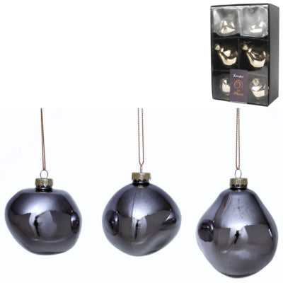 Xmas by mooss xmas by moos kerstballen grijs 8 cm 6 stuks | 12 stuks