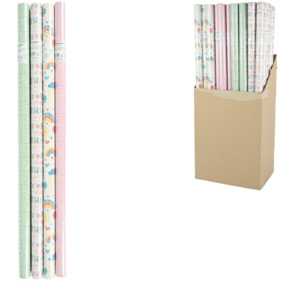 Cadeaupapier happy birthday 200 x 70 cm 4 assorti | 60 stuks