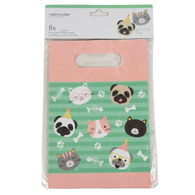 Amscan hello pets geschenktas hond kat 23.5 cm set van 8 | 20 stuks