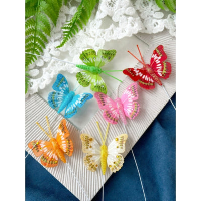Decoratie vlinder op draad 6 cm set van 4 | 50 stuks