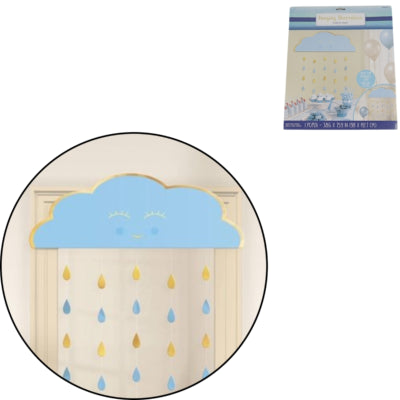 Amscan deurgordijn babyshower blauw goudkleurig 193 cm | 12 stuks