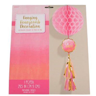 Amscan honeycomb oh baby! roze 75 cm | 12 stuks