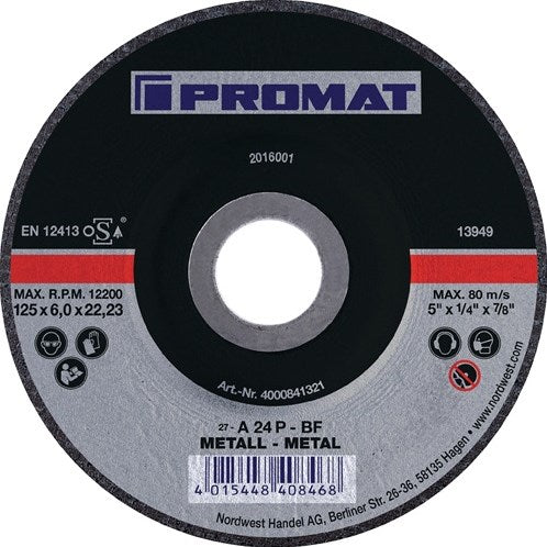 Promat tecwerk afbraamschijf | d125xs6mm | gebogen staal | gat 22,23 mm - 4000841321