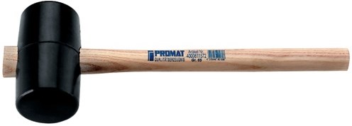Promat tecwerk rubberhamer | hoofd-d. 40 mm koplengte 80 mm | zwart essenhout | 90 shore a vlakke baan - 4000811570
