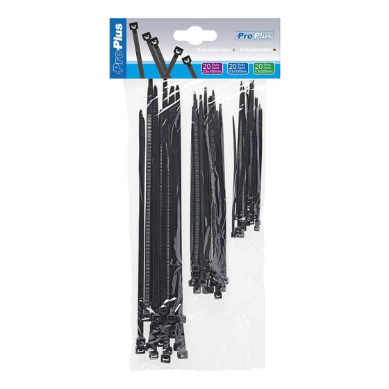 Proplus Kabelbinderset 60 stuks zwart
