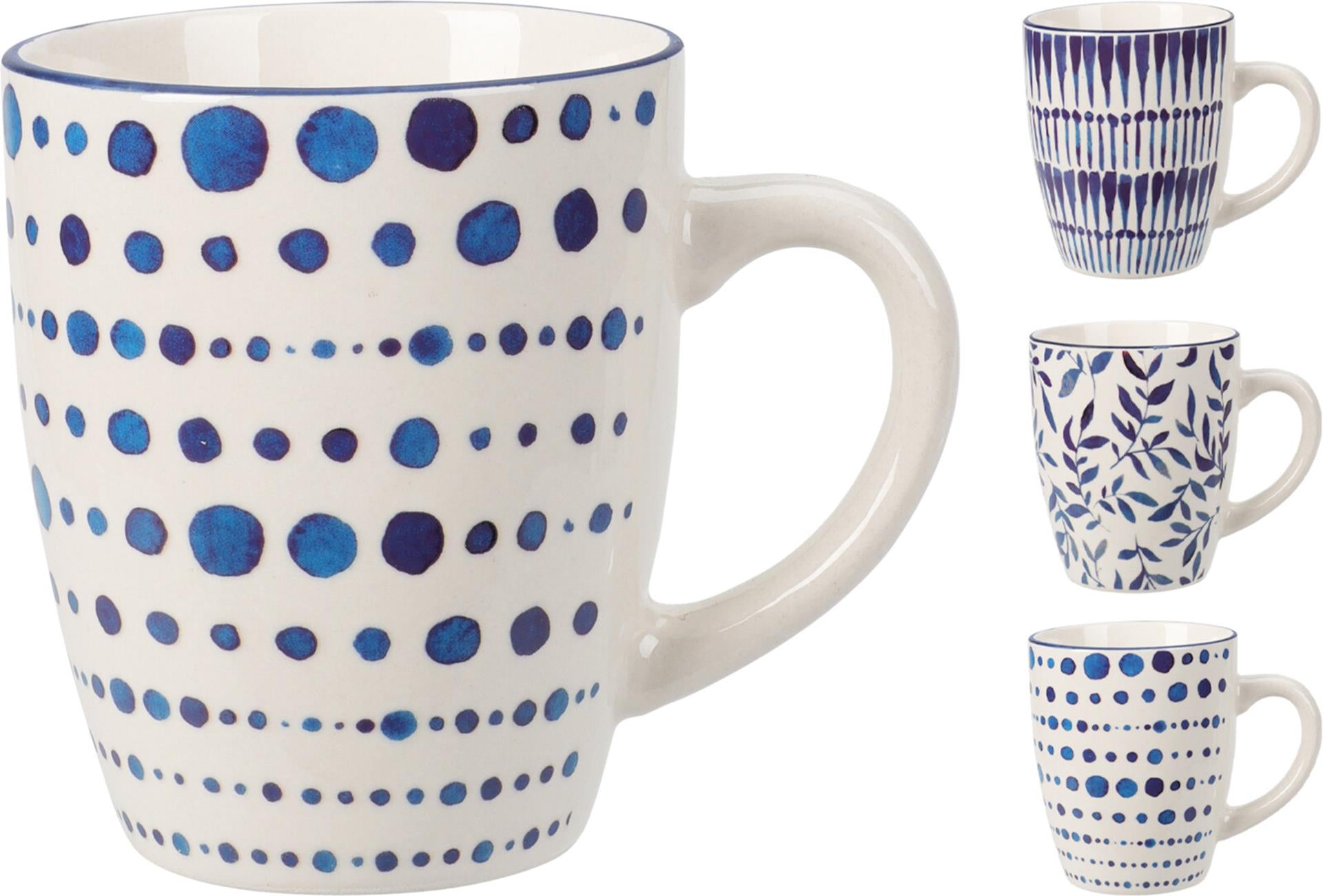 Diversen beker new bone porselijn wit blauw 10x8x9cm
