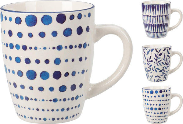 Diversen beker new bone porselijn wit blauw 10x8x9cm