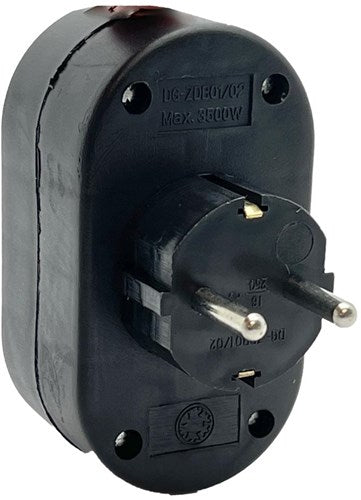 Enzo randaarde stekkeradapter 2-voudig verticaal zwart - 6175905