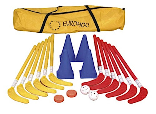 hockeyset junior 75 cm rood geel blauw 20-delig