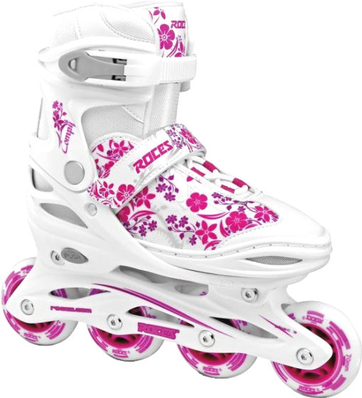 Compy 8.0 inlineskates softboot meisjes wit roze maat 34-37