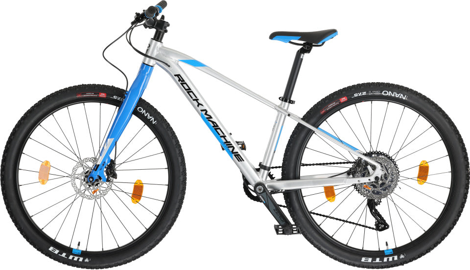 Rock machine thunder 27 inch xs junior 9v hydraulische schijfrem zilver blauw