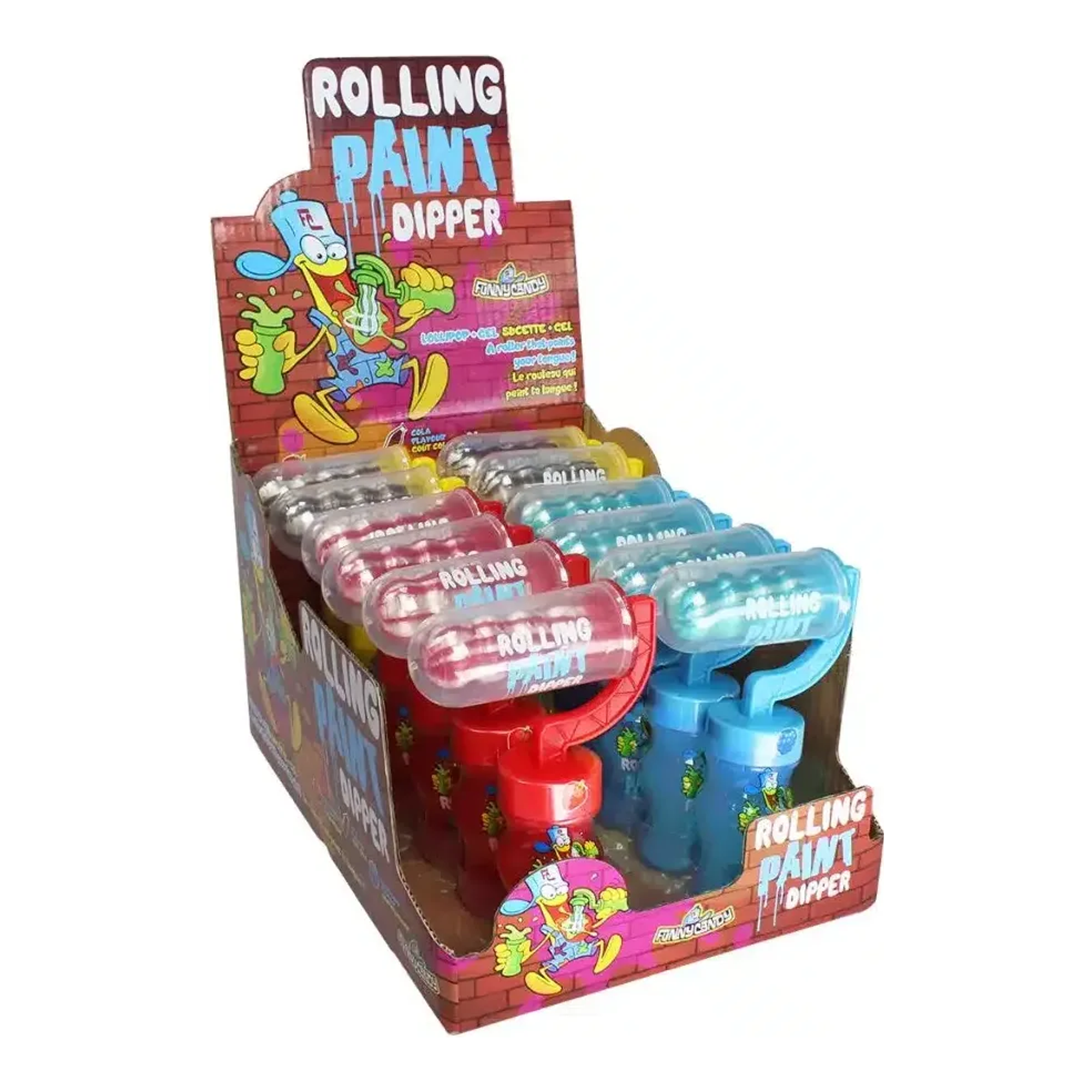 Funny candy rolling paint dipper pop (12 stuks)