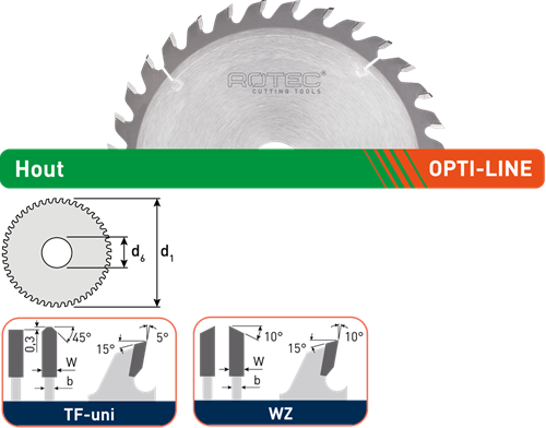 Rotec opti-line hm cirkelzaagblad voor handmachines | ø160x2,2x20 | z=48 | tf-uni - 553.0132