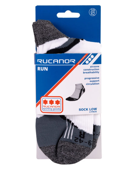 Hardloopsokken kort 2-pack wit grijs maat 43-46