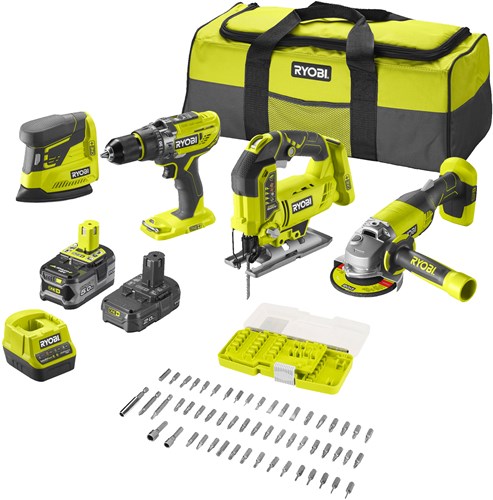 Ryobi r18ck4f-252s | one+ 18v accu 4-delig combo kit | incl. 1x5.0ah + 1x2.0 ah accu en lader - 5133004771