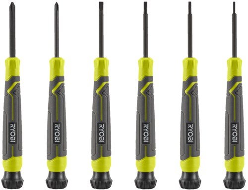 Ryobi rhsdspc6 | magnetische precisie schroevendraaierset 6 stuks - 5132006048