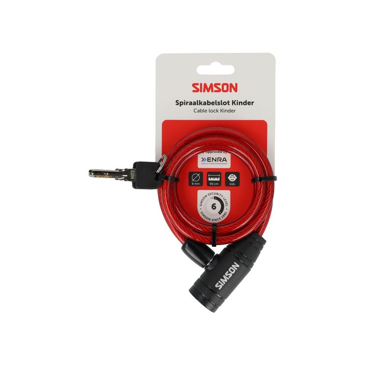 Simson spiraalkabelslot kinder 8mm x 90cm