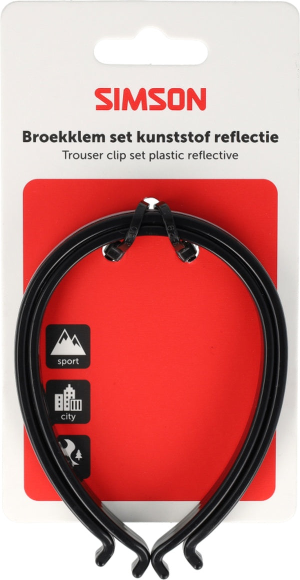 Simson broekklemmen kunststof met reflectie