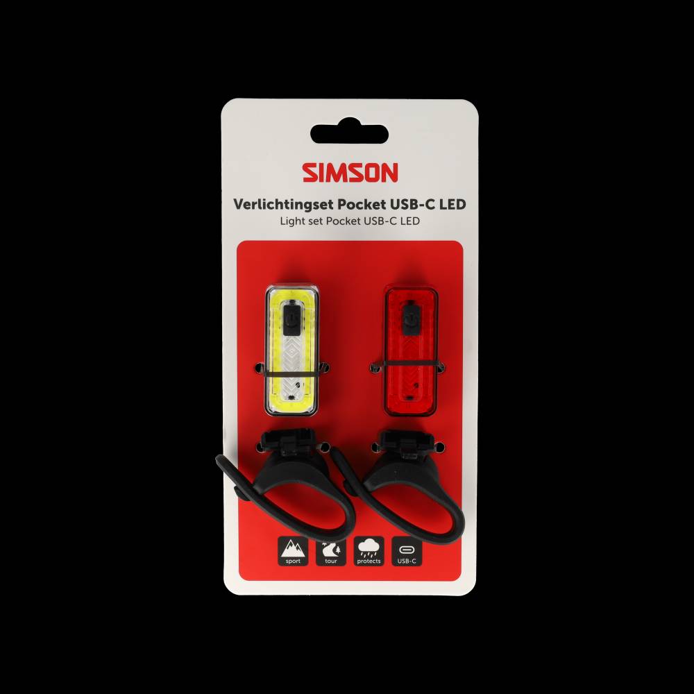 Simson verlichtingsset aurora pocket - usb-c oplaadbaar
