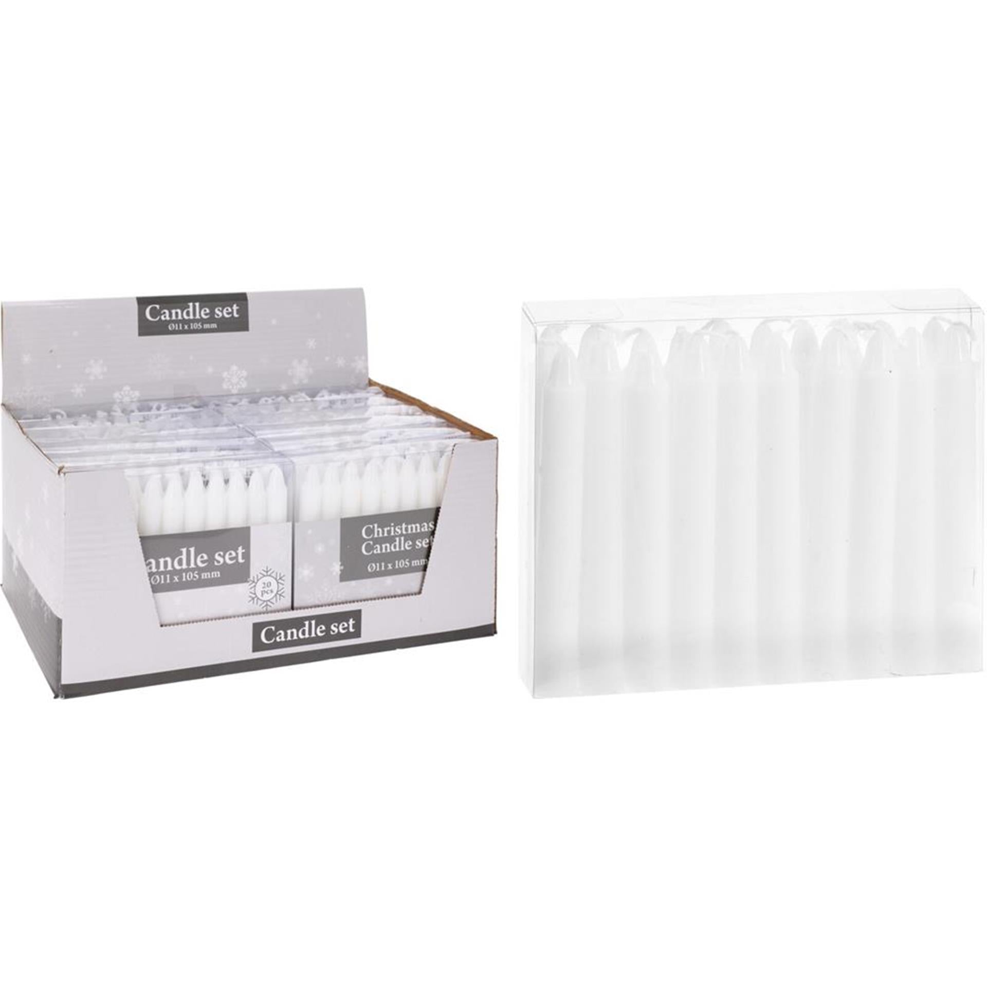 Home styling kerstboomkaarsjes 20-delig 10,5cm wit