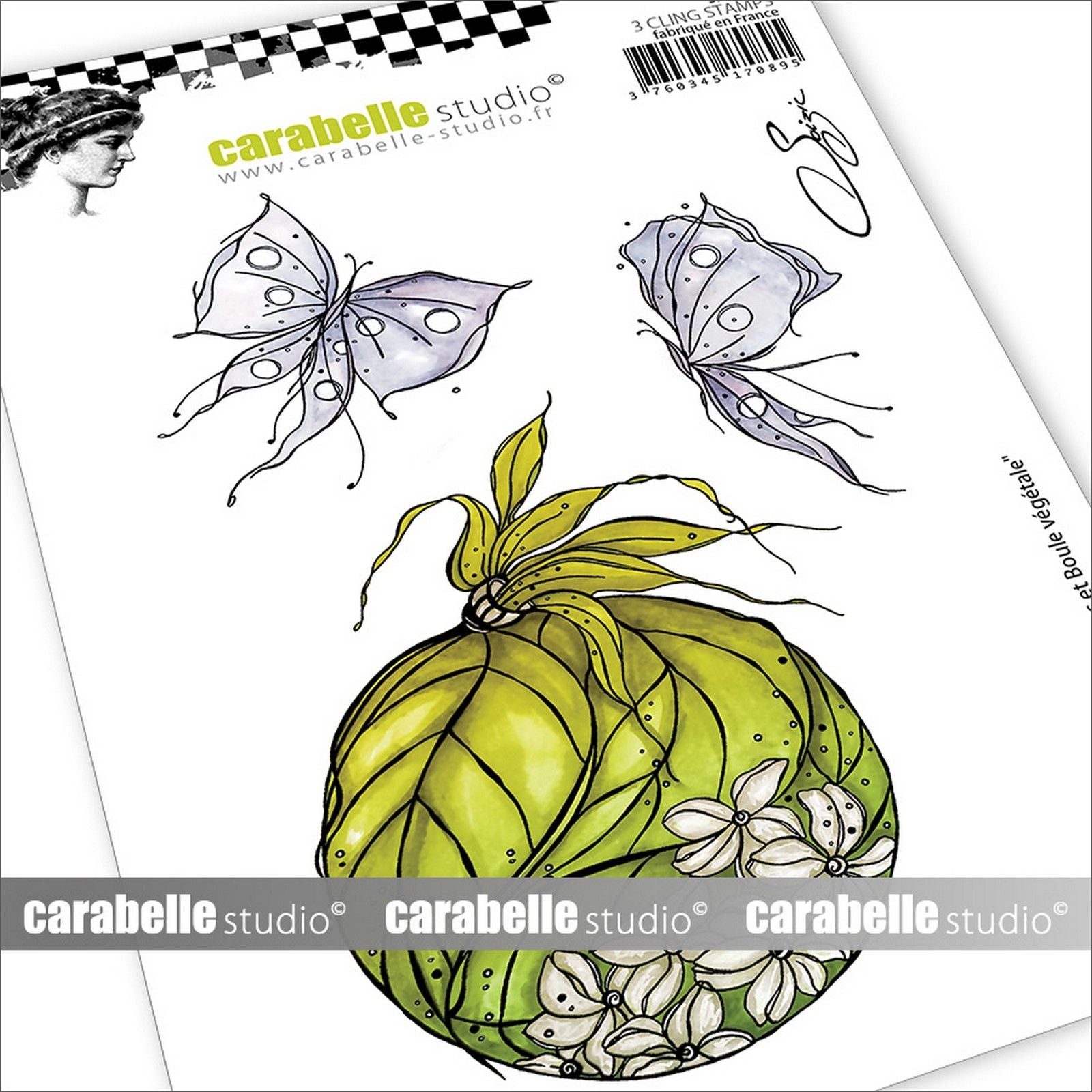 Carabelle studio • cling stempel papillons et boule végétale et by soizic