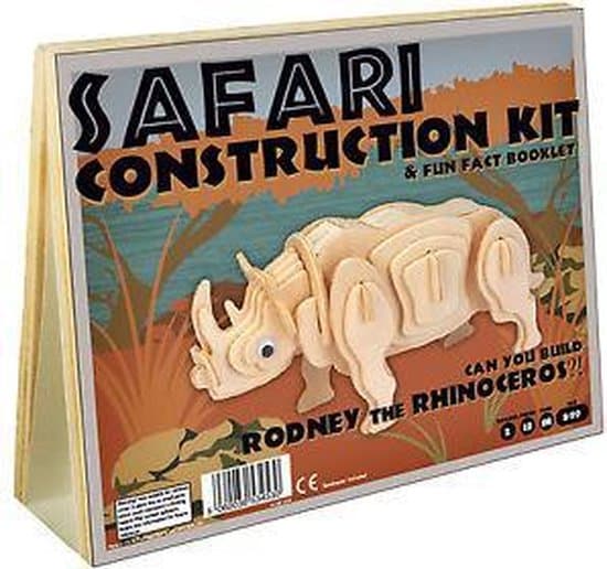 Asmodee neushoorn safari constructie, bouwset van hout