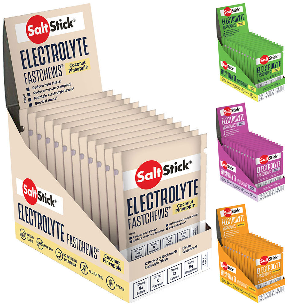 Saltstick fastchews electrolytes chewable tablets 12x16g | lemon lime