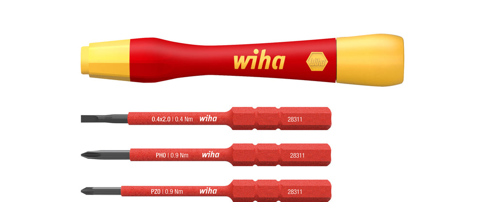 Wiha fijnschroevendraaierset picofinish slimvario electric (rood geel, 4-delig met slimbits)