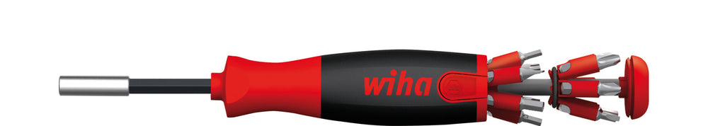 Wiha schroevendraaier met bitmagazijn liftup 25 magnetisch (zwart rood, 12 bits, 1 4 )