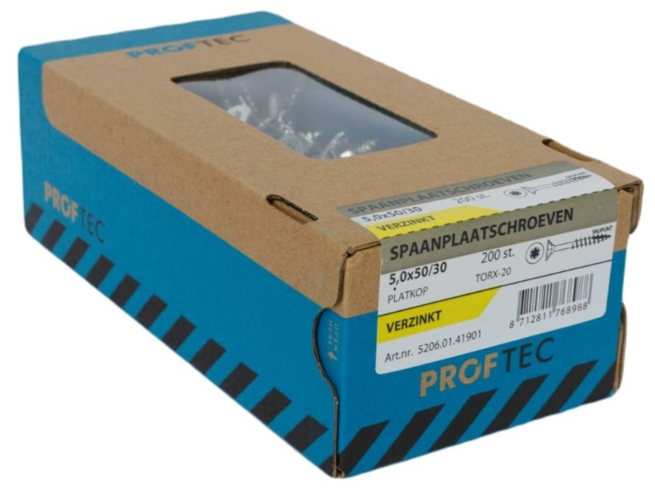 Proftec spaanplaatschroef 5.0x50 30 torx