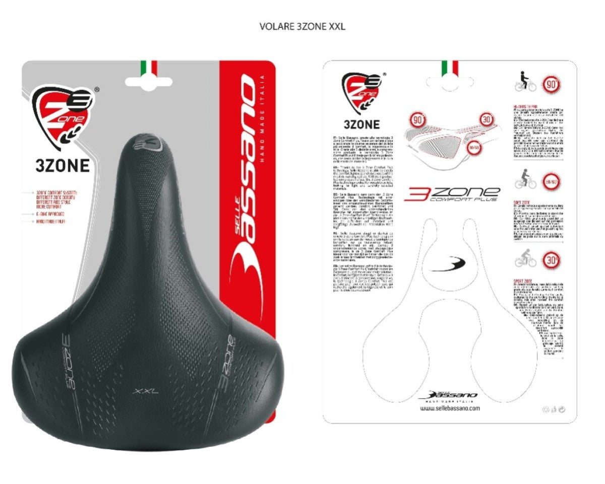 Selle de vélo Selle Bassano Volare XXL Cruiser avec double ressort - noir