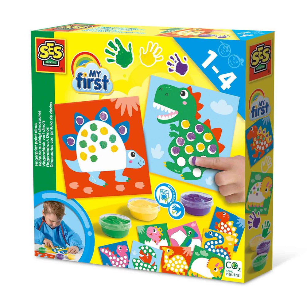 Dit is mijn eerste - vingerafdruk verf dino's