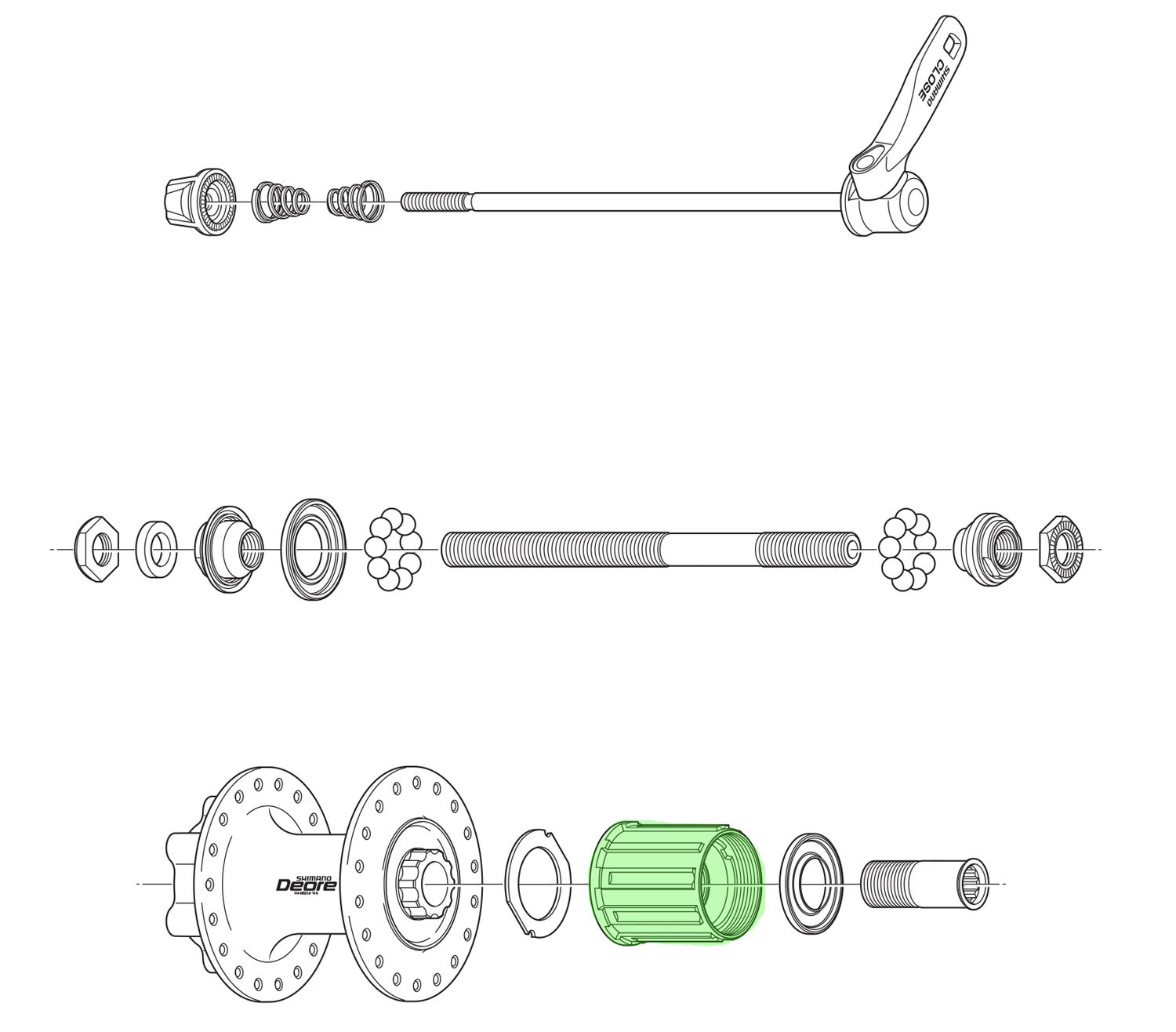 Shimano freehub body for fh-m525 m525-a